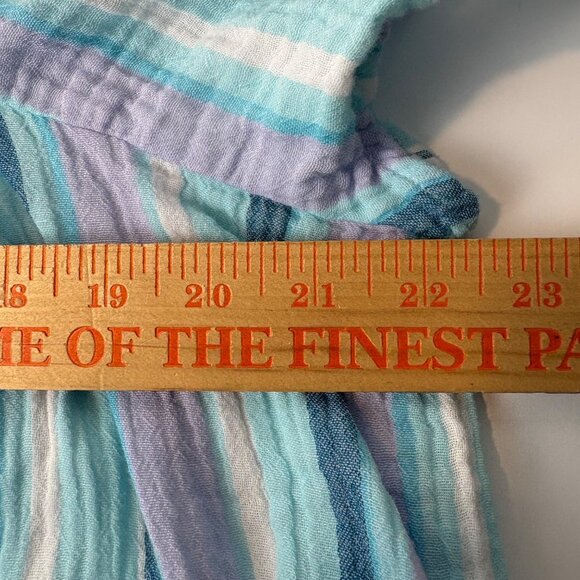 Womens Striped Cotton Ruffle Maxi Dress XXL (20) Time & Tru off Shoulder Blue - Picture 7 of 7